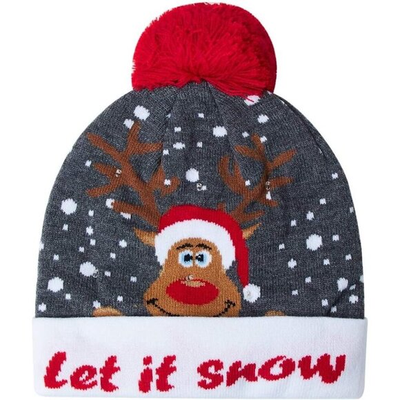 Unisex LED Knit Christmas Sweater Hat Beanie Party Holiday Gift main image 2